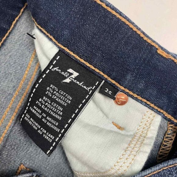 7 for all Mankind Mid/High Rise Skinny Gwenevere Slightly Distressed Jeans Sz 25 - Picture 6 of 12